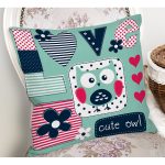 Love Yazılı Sevimli Baykuş Desenli Dijital Baskılı Dekoratif Modern Yastık Kırlent Kılıfı Realhomes