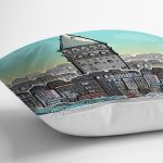 - Print - Realhomes Galata Kulesi İllüstrasyon Dijital Baskılı Dekoratif Modern Yastık Kırlent Kılıfı Realhomes