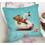 Sevimli Ayıcık Desenli Dijital Baskılı Dekoratif Modern Yastık Kırlent Kılıfı Realhomes