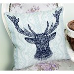 Lacivert Geyik İllüstrasyon Desenli Dijital Baskılı Dekoratif Yastık Kırlent Kılıfı Realhomes