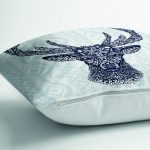 Lacivert Geyik İllüstrasyon Desenli Dijital Baskılı Dekoratif Yastık Kırlent Kılıfı Realhomes