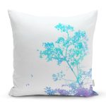 Beyaz Zeminde Sulu boya Çiçek Motifli Dijital Baskılı Dekoratif Yastık Kırlent Kılıfı Realhomes