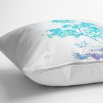 Beyaz Zeminde Sulu boya Çiçek Motifli Dijital Baskılı Dekoratif Yastık Kırlent Kılıfı Realhomes