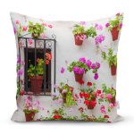 Çiçek Saksıları Temalı Dijital Baskılı Dekoratif Yastık Kırlent Kılıfı Realhomes