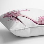 - Rh-K231-2 - Realhomes Pembe Çiçekli Topuklu Ayakkabı İllüstrasyon Dijital Baskılı Dekoratif Yastık Kırlent Kılıfı Realhomes