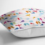 Rengarenk Kuşlar Temalı Dijital Baskılı Dekoratif Yastık Kırlent Kılıfı Realhomes