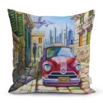Retro Klasik Araba Tasarımlı Dijital Baskılı Dekoratif Yastık Kırlent Kılıfı Realhomes