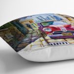 Retro Klasik Araba Tasarımlı Dijital Baskılı Dekoratif Yastık Kırlent Kılıfı Realhomes
