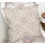 - Rh-K286-1 - Realhomes Krem Zemin Kahverengi Tasarım Dijital Baskılı Dekoratif Yastık Kırlent Kılıfı Realhomes