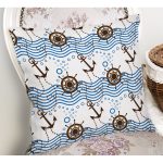 Çapa Ve Dümenli Denizci Temalı Dijital Baskılı Dekoratif Yastık Kırlent Kılıfı Realhomes