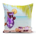 - Rh-K3009 - Realhomes Kokteyl ve Sahil Özel Tasarım Modern Dijital Baskılı Yastık Kırlent Kılıfı Realhomes