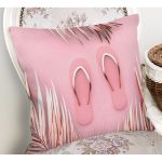 - Rh-K3014-1 - Realhomes Pembe Gold Terlik Tasarımlı Dijital Baskılı Yastık Kırlent Kılıfı Realhomes