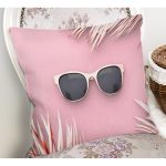 - Rh-K3015-1 - Realhomes Pembe Zeminde Gold ve Leaf Özel Tasarım Yastık Kırlent Kılıfı Realhomes