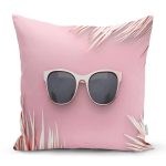 - Rh-K3015 - Realhomes Pembe Zeminde Gold ve Leaf Özel Tasarım Yastık Kırlent Kılıfı Realhomes