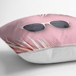 - Rh-K3015-2 - Realhomes Pembe Zeminde Gold ve Leaf Özel Tasarım Yastık Kırlent Kılıfı Realhomes