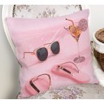 - Rh-K3016-1 - Realhomes Pembe Zeminde Yaz Temalı Yastık Kırlent Kılıfı Realhomes