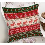 - Rh-K3021-1 - Realhomes Yılbaşı Temalı Kanaviçe Desenli Özel Tasarımlı Dijital Baskılı Modern Yastık Kırlent Kılıfı Realhomes