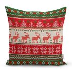 - Rh-K3021 - Realhomes Yılbaşı Temalı Kanaviçe Desenli Özel Tasarımlı Dijital Baskılı Modern Yastık Kırlent Kılıfı Realhomes