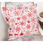 Beyaz Zemin Yılbaşı Temalı Özel Tasarımlı Dijital Baskılı Modern Yastık Kırlent Kılıfı Realhomes