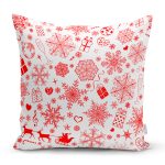 Beyaz Zemin Yılbaşı Temalı Özel Tasarımlı Dijital Baskılı Modern Yastık Kırlent Kılıfı Realhomes