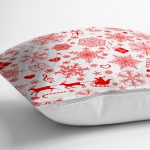 Beyaz Zemin Yılbaşı Temalı Özel Tasarımlı Dijital Baskılı Modern Yastık Kırlent Kılıfı Realhomes