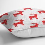 Kırmızı Geyik Desenli Özel Tasarımlı Dijital Baskılı Modern Yastık Kırlent Kılıfı Realhomes