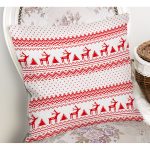 - Rh-K3056-1 - Realhomes Kırmızı Geyik Desenli Özel Tasarımlı Dijital Baskılı Modern Yastık Kırlent Kılıfı Realhomes