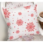 - Rh-K3059-1 - Realhomes Kırmızı Kar Desenli Özel Tasarımlı Dijital Baskılı Modern Yastık Kırlent Kılıfı Realhomes