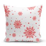 - Rh-K3059 - Realhomes Kırmızı Kar Desenli Özel Tasarımlı Dijital Baskılı Modern Yastık Kırlent Kılıfı Realhomes