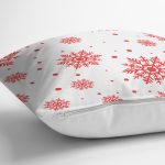 - Rh-K3059-2 - Realhomes Kırmızı Kar Desenli Özel Tasarımlı Dijital Baskılı Modern Yastık Kırlent Kılıfı Realhomes