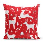 - Rh-K3062 - Realhomes Geyik Desenli Özel Tasarımlı Dijital Baskılı Modern Yastık Kırlent Kılıfı Realhomes