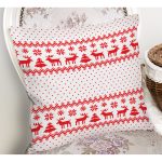 - Rh-K3064-1 - Realhomes Realhomes Kanaviçe Görünümlü Geyikler Özel Tasarım Modern Yastık Kırlent Kılıfı Realhomes