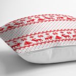 - Rh-K3064-2 - Realhomes Realhomes Kanaviçe Görünümlü Geyikler Özel Tasarım Modern Yastık Kırlent Kılıfı Realhomes