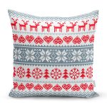 - Rh-K3068 - Realhomes Yılbaşı Konsept Desenli Özel Tasarımlı Dijital Baskılı Modern Yastık Kırlent Kılıfı Realhomes