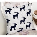 Lacivert Geyik Motifli Özel Tasarımlı Dijital Baskılı Modern Yastık Kırlent Kılıfı Realhomes