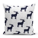 Lacivert Geyik Motifli Özel Tasarımlı Dijital Baskılı Modern Yastık Kırlent Kılıfı Realhomes