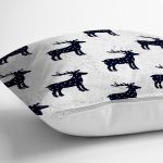 Lacivert Geyik Motifli Özel Tasarımlı Dijital Baskılı Modern Yastık Kırlent Kılıfı Realhomes