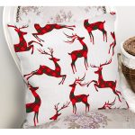 Ekose Renkli Geyik Desenli Özel Tasarımlı Dijital Baskılı Modern Yastık Kırlent Kılıfı Realhomes