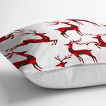 Ekose Renkli Geyik Desenli Özel Tasarımlı Dijital Baskılı Modern Yastık Kırlent Kılıfı Realhomes