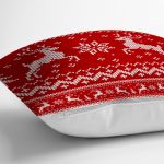 - Rh-K3074-2 - Realhomes Kanaviçe Geyik Desenli Özel Tasarımlı Dijital Baskılı Modern Yastık Kırlent Kılıfı Realhomes