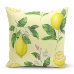 - Rh-K3097 - Realhomes Özel Tasarım Limon Desenli Modern Dijital Baskılı Yastık Kırlent Kılıfı Realhomes
