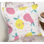 - Rh-K3108-1 - Realhomes Gülümseyen Armut Ve Limon Desenli Özel Tasarımlı Dijital Baskılı Modern Yastık Kırlent Kılıfı Realhomes