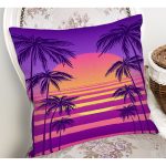 Mor Renkli Plaj Özel Tasarımlı Dijital Baskılı Modern Yastık Kırlent Kılıfı Realhomes