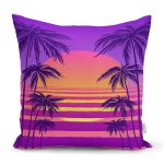 Mor Renkli Plaj Özel Tasarımlı Dijital Baskılı Modern Yastık Kırlent Kılıfı Realhomes