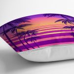 Mor Renkli Plaj Özel Tasarımlı Dijital Baskılı Modern Yastık Kırlent Kılıfı Realhomes