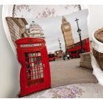 - Rh-K32-1 - Realhomes Telefon Kulübesi Motifli Dijital Baskılı Dekoratif Yastık Kırlent Kılıfı Realhomes