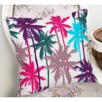 - Rh-K3248-1 - Realhomes Realhomes Renkli Palmiyeler Özel Tasarımlı Dijital Baskılı Modern Yastık Kırlent Kılıfı Realhomes