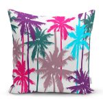- Rh-K3248 - Realhomes Realhomes Renkli Palmiyeler Özel Tasarımlı Dijital Baskılı Modern Yastık Kırlent Kılıfı Realhomes