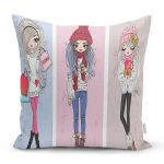 - Rh-K3277 - Realhomes Fashion Girls Özel Tasarım Dijital Baskılı Modern Yastık Kırlent Kılıfı Realhomes