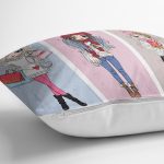 - Rh-K3277-2 - Realhomes Fashion Girls Özel Tasarım Dijital Baskılı Modern Yastık Kırlent Kılıfı Realhomes